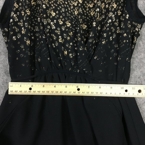 Wilfred Dress XXS Faux Wrap Black Gold Cocktail Evening Semi Formal Holiday - Picture 11 of 16